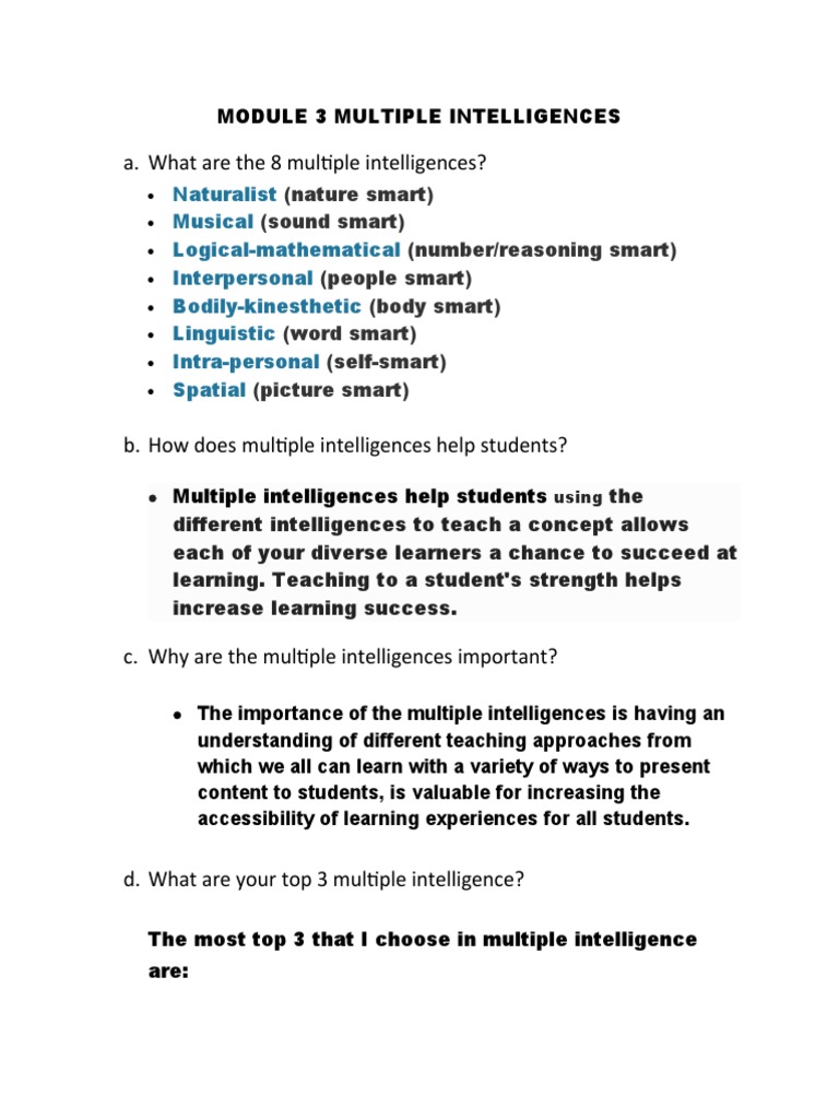 Understanding Multiple Intelligences | PDF | Intelligence | Learning Styles
