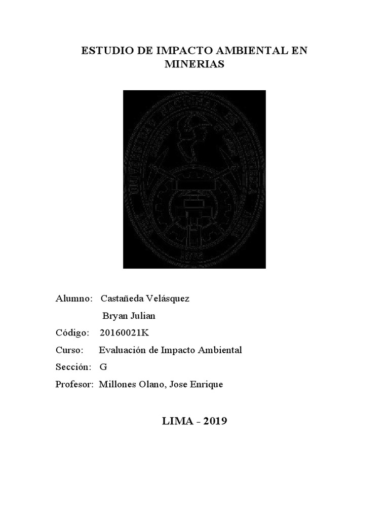 Estudio de Impacto Ambiental en Minería | PDF | Evaluación de impacto ...