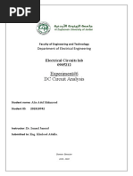 Experiment#6 DC Circuit Analysis: Electrical Circuits Lab 0905212