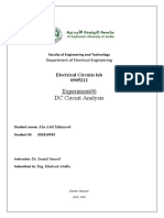 Experiment#6 DC Circuit Analysis: Electrical Circuits Lab 0905212