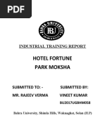 Hotel Fortune Park Moksha: Industrial Training Report