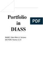 Portfolio in Diass: NAME: Dale Allen A. Soriano SECTION: Humss 11-A