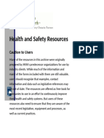 Health and Safety Resources: Caution To Users