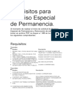 Requisitos para Permiso Especial de Permanencia