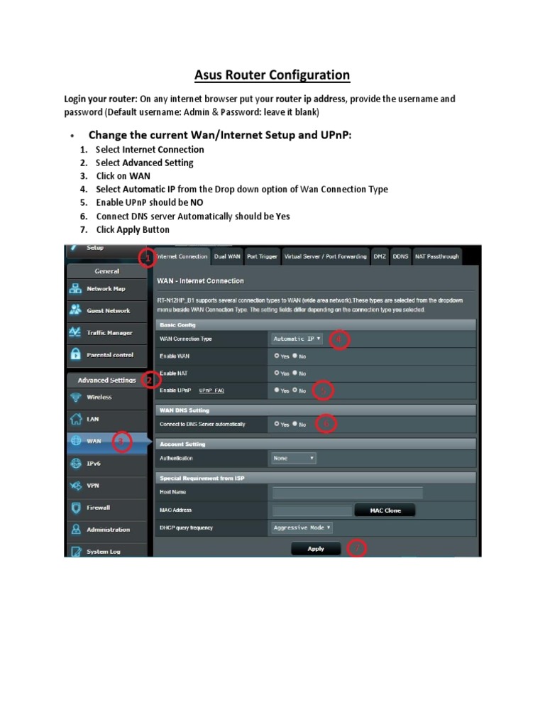 Asus Router Setup Guide: WAN & IPV6 | PDF