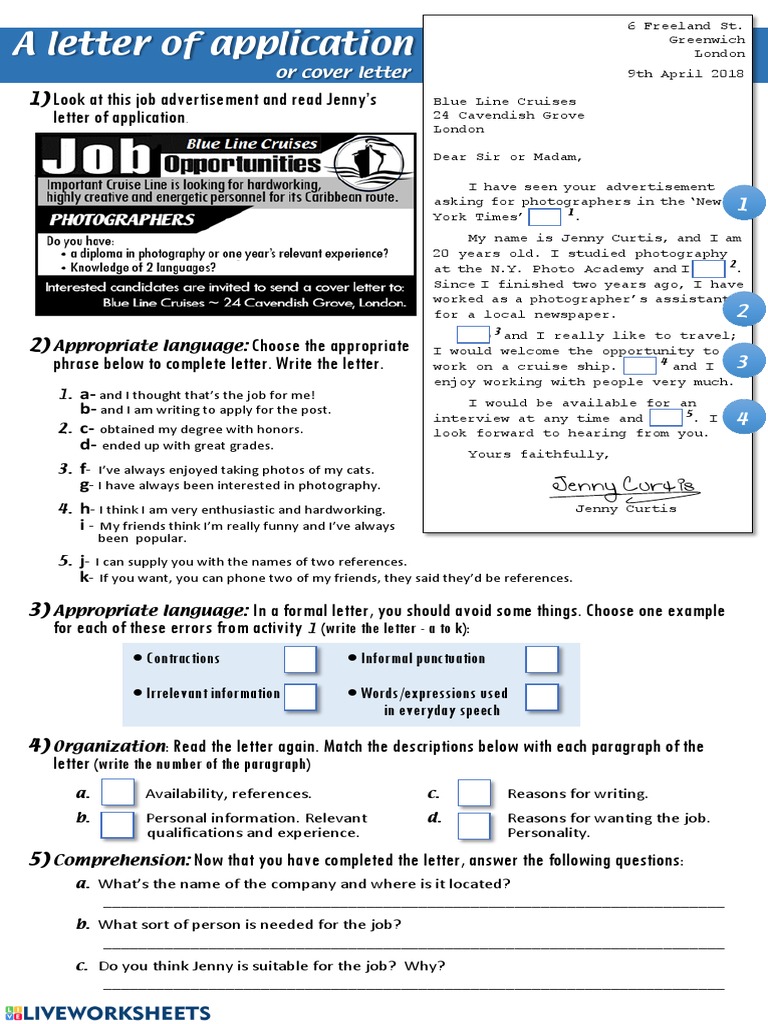 Formal Letter of Application  Photographer  Cognition