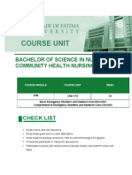 Bachelor of Science in Nursing: Community Health Nursing: Course Module Course Unit Week