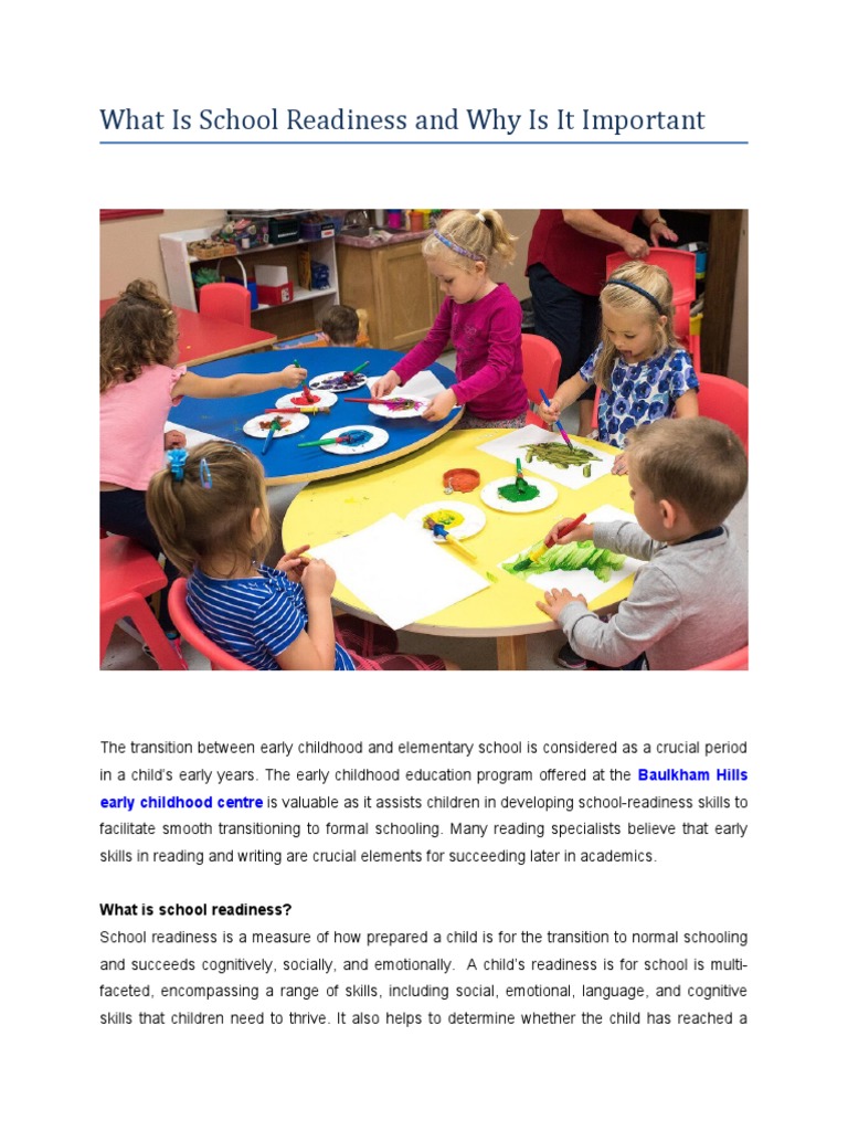 What Is School Readiness And Why Is It Important Pdf Early