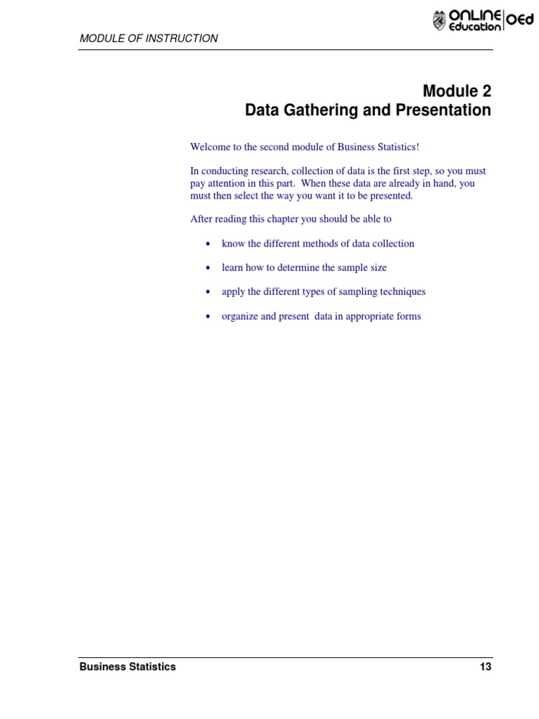 2Data Gathering and Presentation PDF Sampling (Statistics) Chart