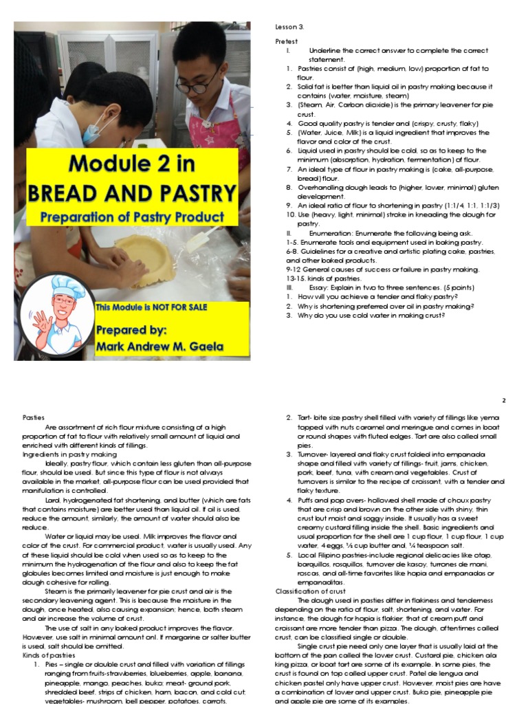 Module 2 in Bread and Pastry Production NCII PDF Breads Dough
