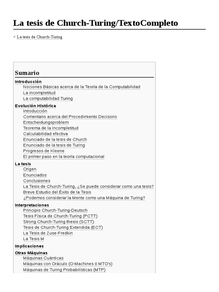 La Tesis de Church-Turing TextoCompleto | PDF | Teoría de la ...
