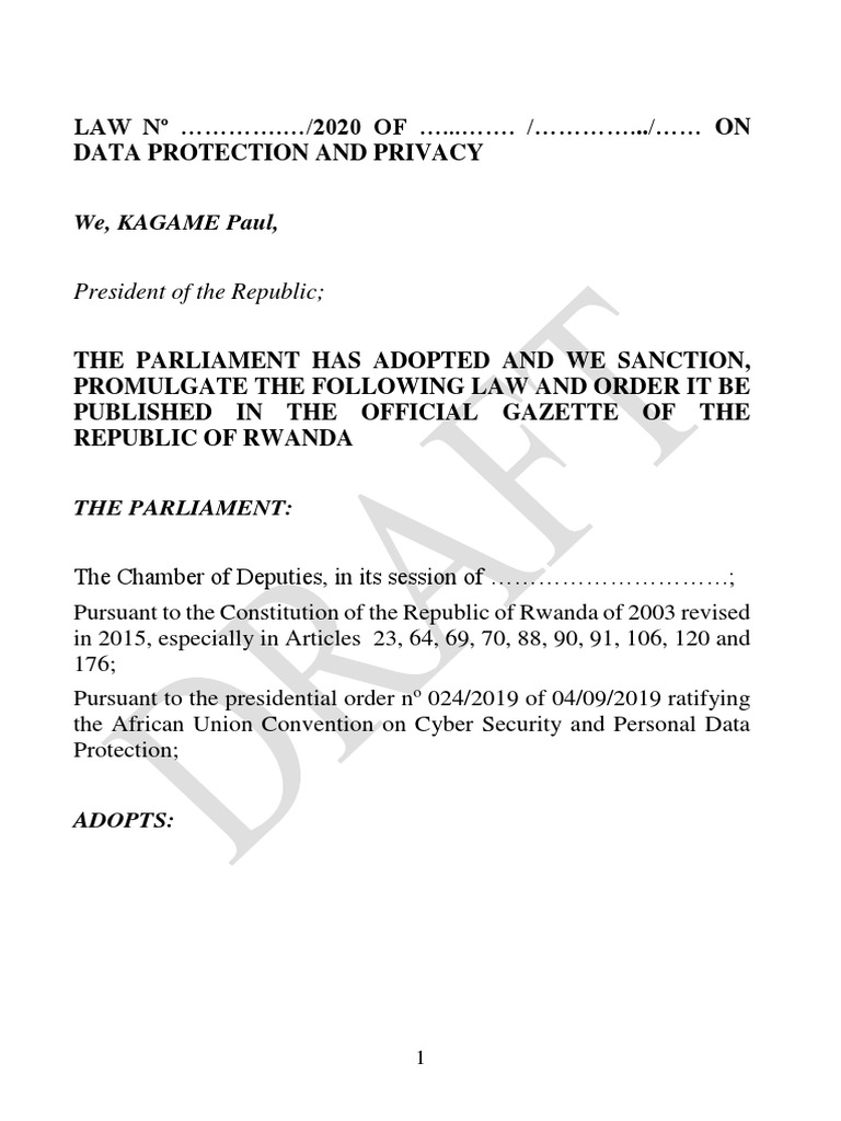 Rwanda Data Protection Law 2020 | PDF | Information Privacy ...