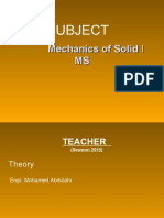 Subject: Mechanics of Solid MS