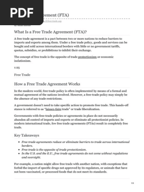 Free Trade Agreement FTA