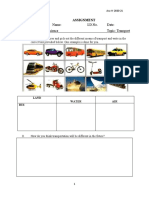 Grade V Social Science Assignment on Transport