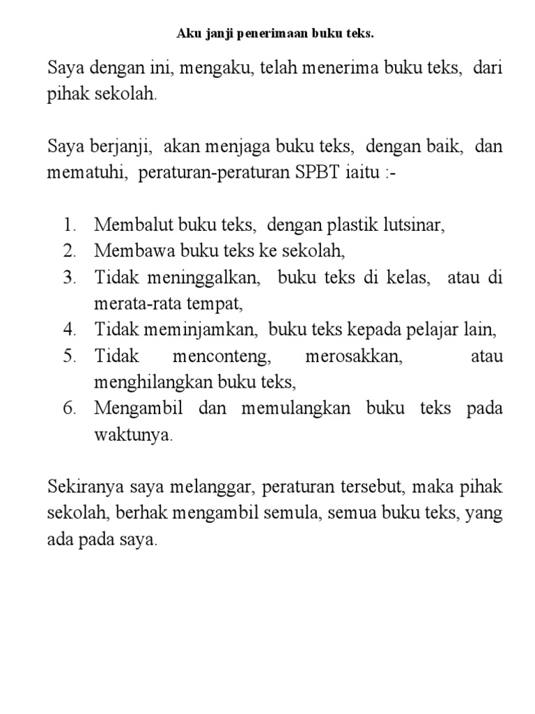 Surat Akuan Penerimaan Buku Teks Pdf