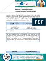 Learning Activity 1 / Actividad de Aprendizaje 1 Evidence: Describing My Kitchen / Evidencia: Describiendo Mi Cocina