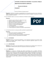 Examen de Validación de ADMINISTRACION DE RIESGOS LABORALES I