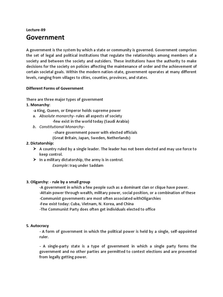 Overview of Government Types and Bangladesh | PDF | Republic | Bangladesh