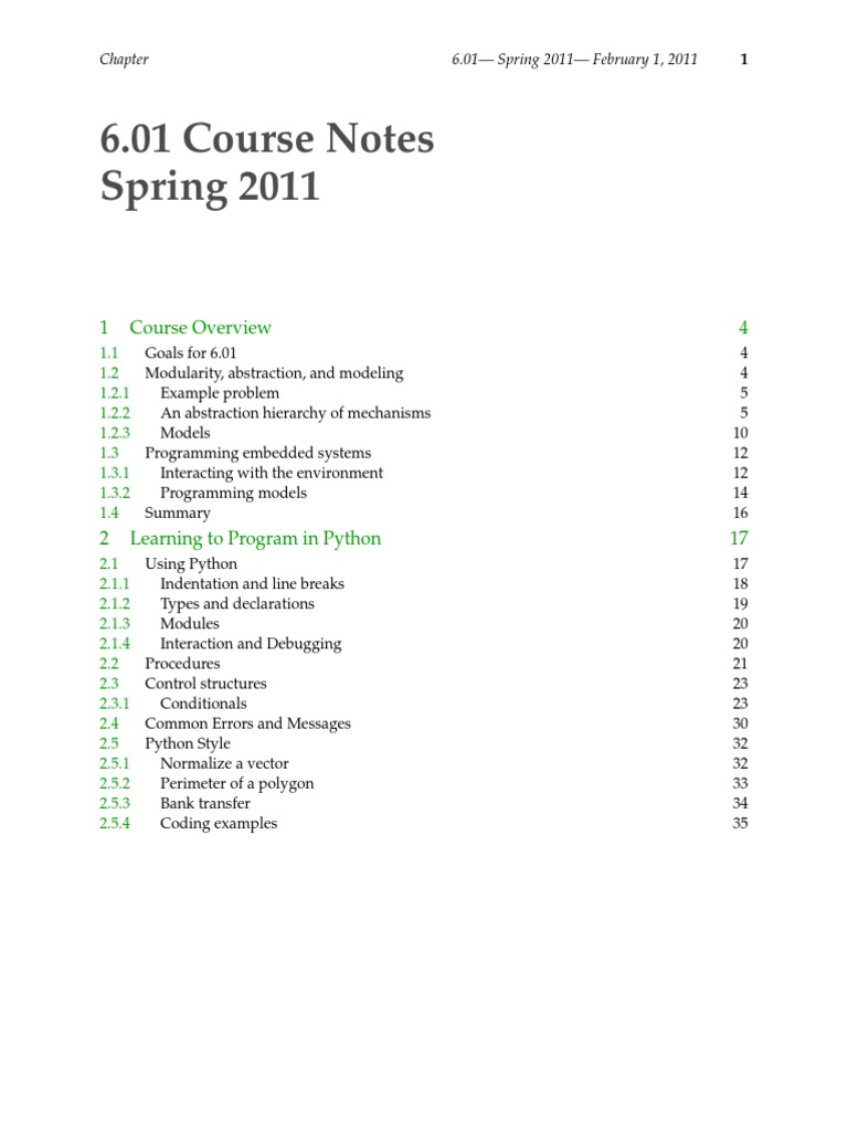 Spring 2011 Python Programming Course Notes | PDF | Electronic Circuits ...