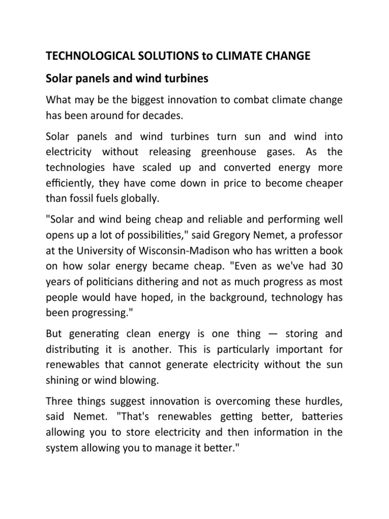 Innovative Tech Solutions for Climate Change | PDF | Electric Vehicle ...