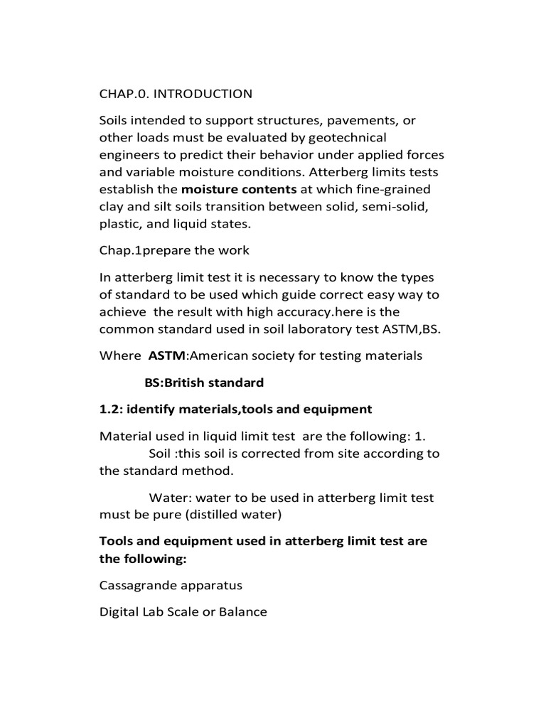 Atterberg Limits Test Procedures and Equipment | PDF | Civil ...