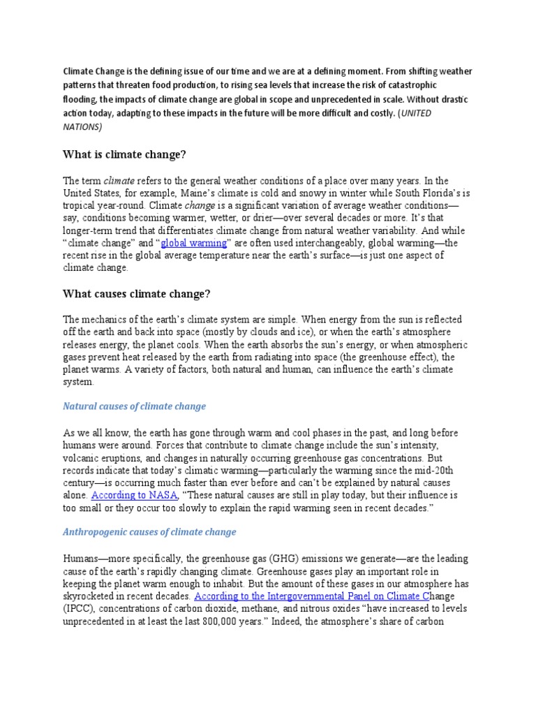Climate Change Is The Defining Issue of Our Time and We Are at A ...