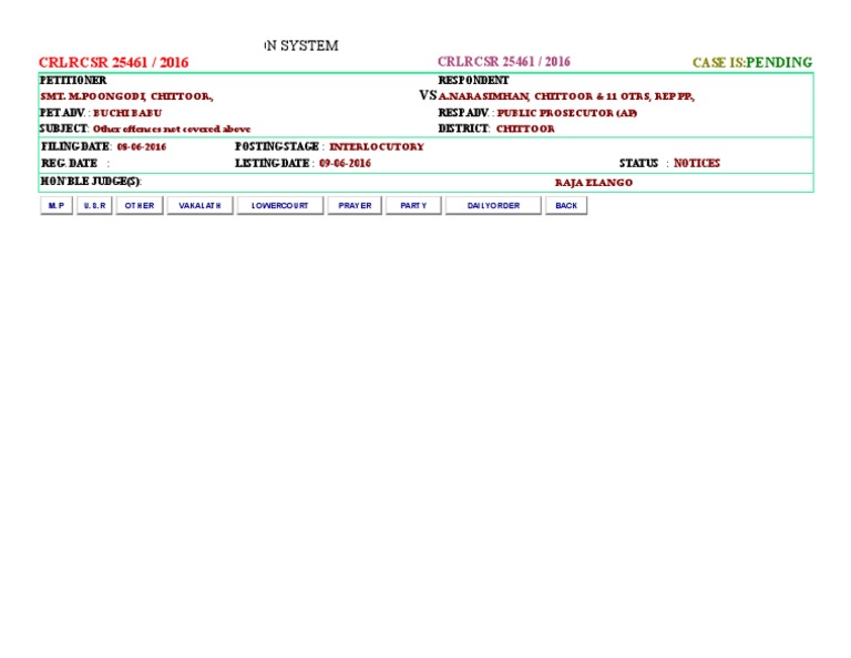 Case Status Information System: CRLRCSR 25461 / 2016 | PDF
