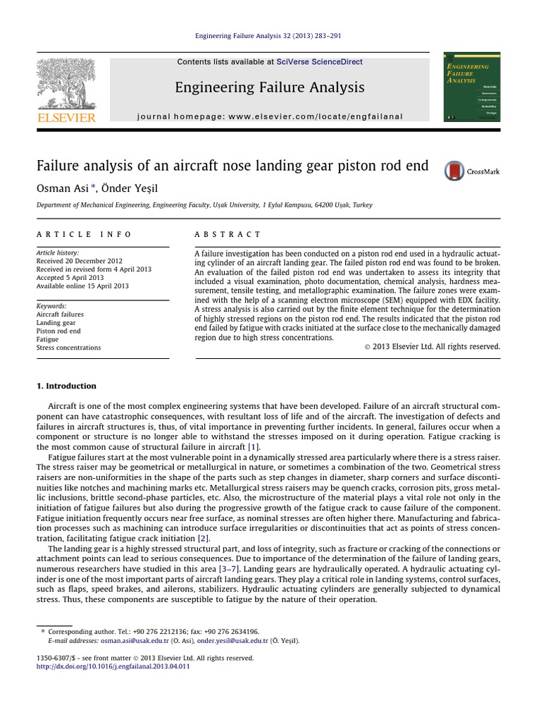 Failure Analysis of Aircraft Landing Gear | PDF | Fracture | Fatigue ...