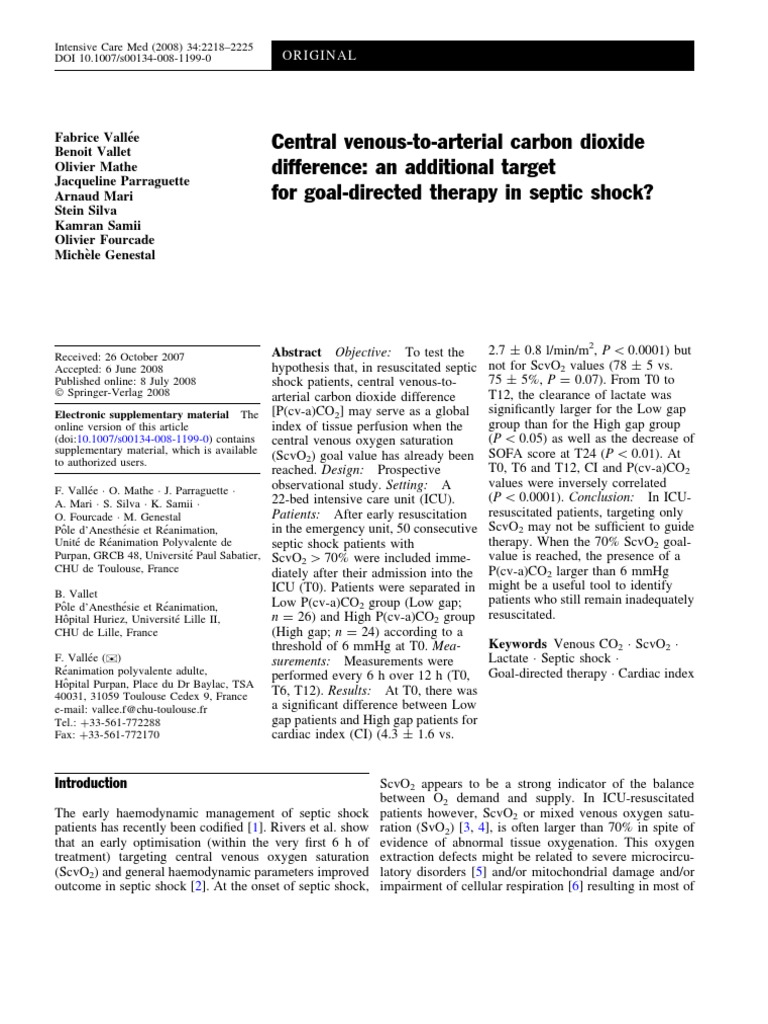 Central VenousToArterial Carbon Dioxide Difference An Additional
