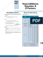 Hazen-Williams Equation Values of Friction Factor C