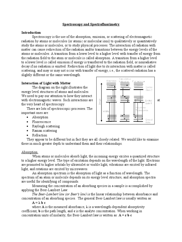 Spectroscopy and Spectrofluorimetry Download Free PDF Fluorescence