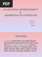 Allocation, Aportionment & Absorption of Overheads