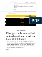 El Origen de La Humanidad