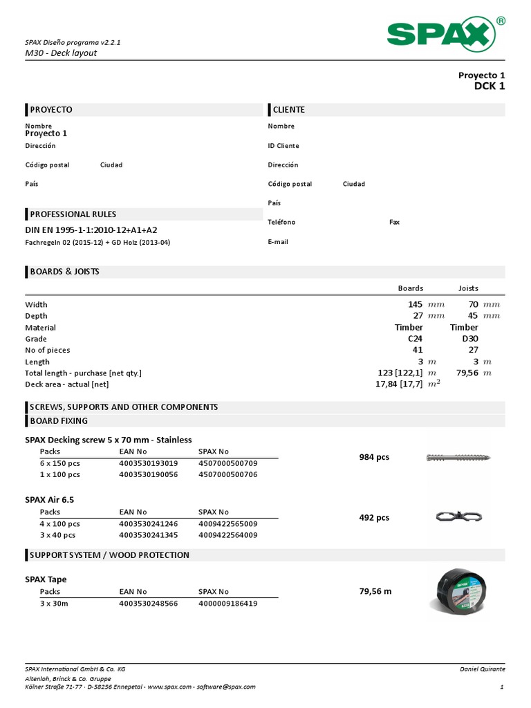 SPAX Deck Layout Design Guide | PDF | Screw | Wood