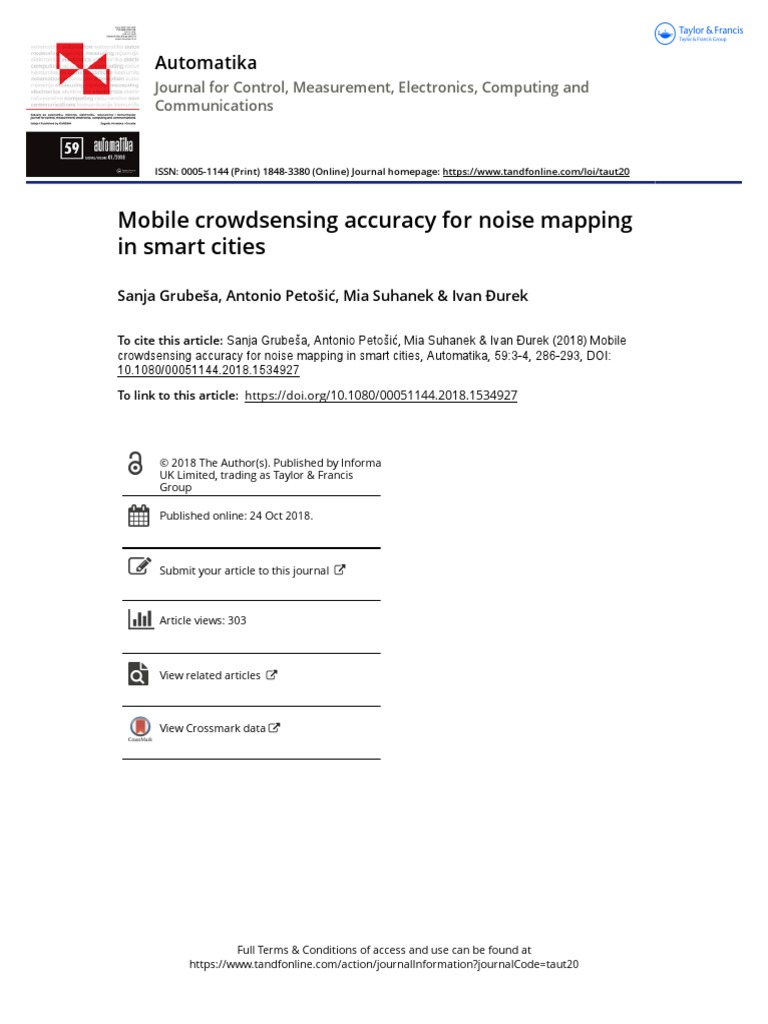 Mobile Crowdsensing Accuracy For Noise Mapping in Smart Cities | PDF ...