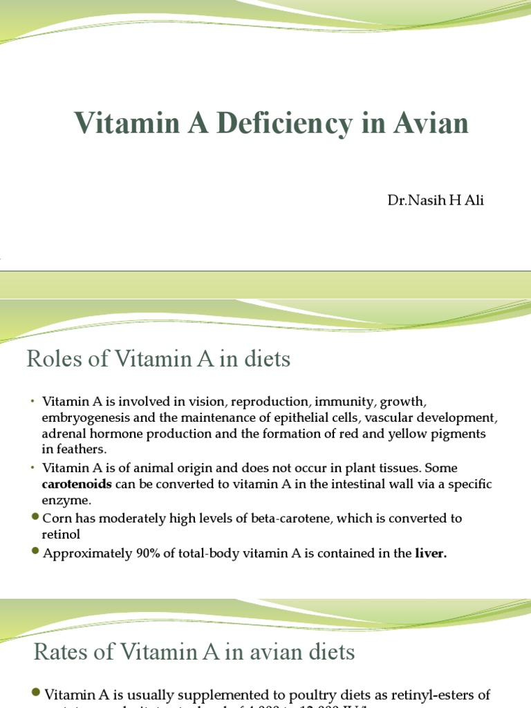 Vitamin A Deficiency in Avian PDF Vitamin A Biology