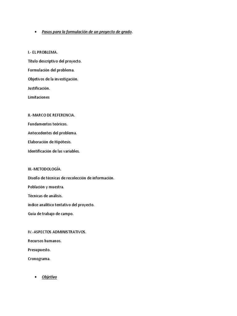 Pasos para formular un proyecto de grado | PDF | Busqueda empirica ...