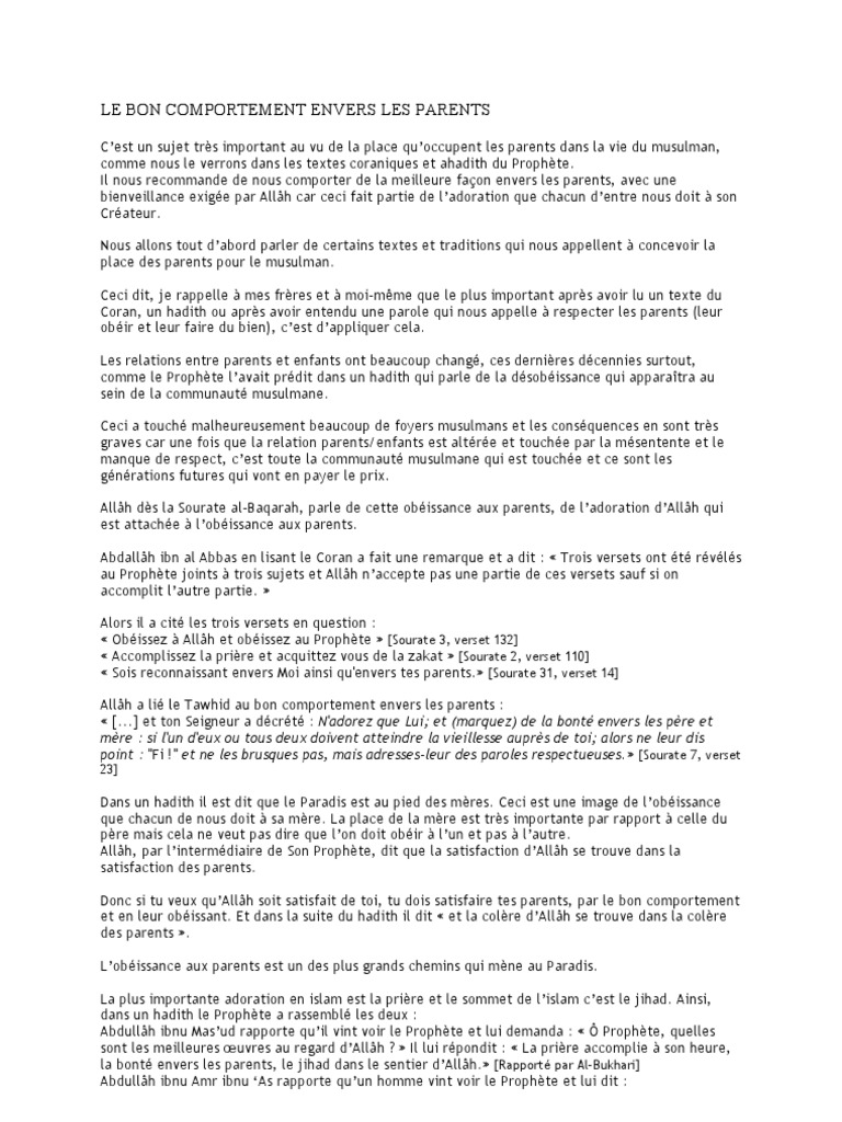 100 Hadiths Sur Le Bon Comportement Pdf