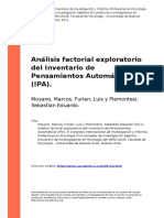 Analisis Factorial Exploratorio Del Inventario de Pensamientos Automaticos (IPA)