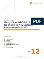 Gengo Spanish S1 #12 Do You Have Any Spanish Recommendations?