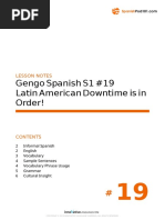 Gengo Spanish S1 #19 Latin American Downtime Is in Order!: Lesson Notes