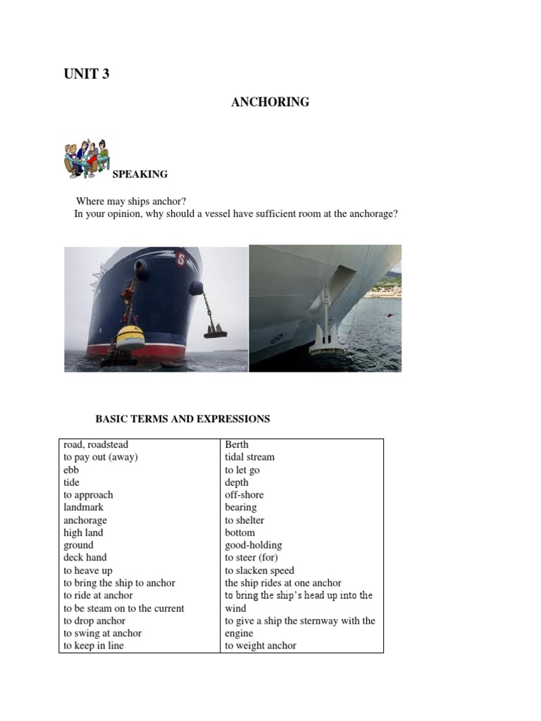 Unit 3 Anchoring Pdf Pdf Anchor Ships