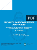 Impuesto Sobre Los Bienes Personales: Evolución de Alícuotas, Mínimos No Imponibles Y Mínimo Exento AL 31/08/2020