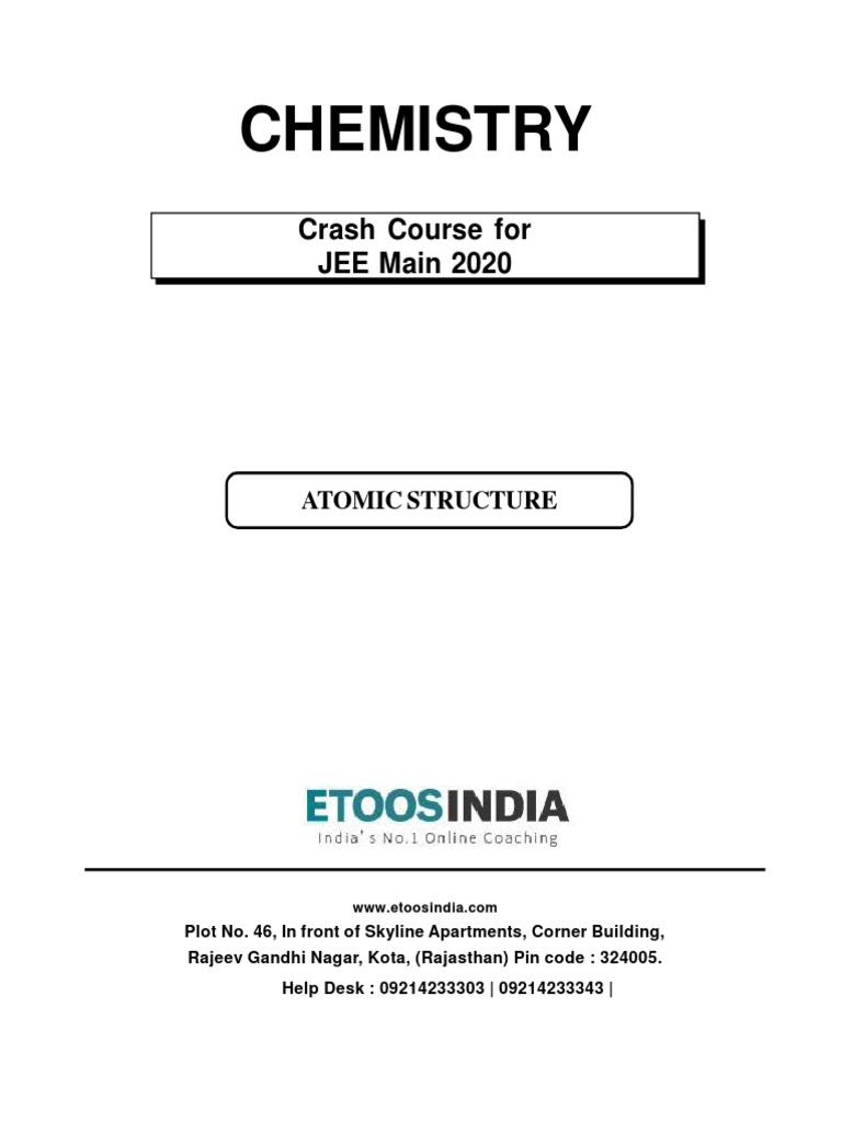 JEE Main Atomic Structure Crash Course | PDF | Atomic Orbital ...