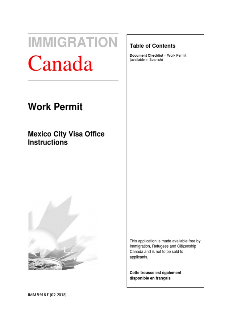 Work Permit Application Instructions Canada | PDF | Travel Visa ...
