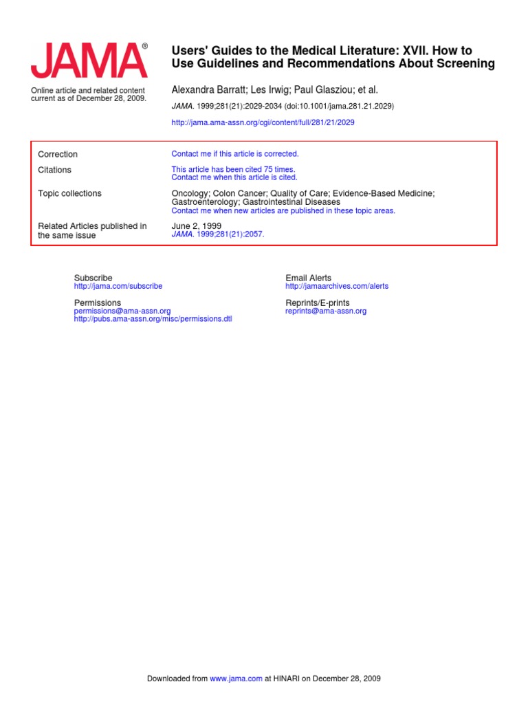 24 Guias Jama para Screening | PDF | Screening (Medicine) | Randomized ...