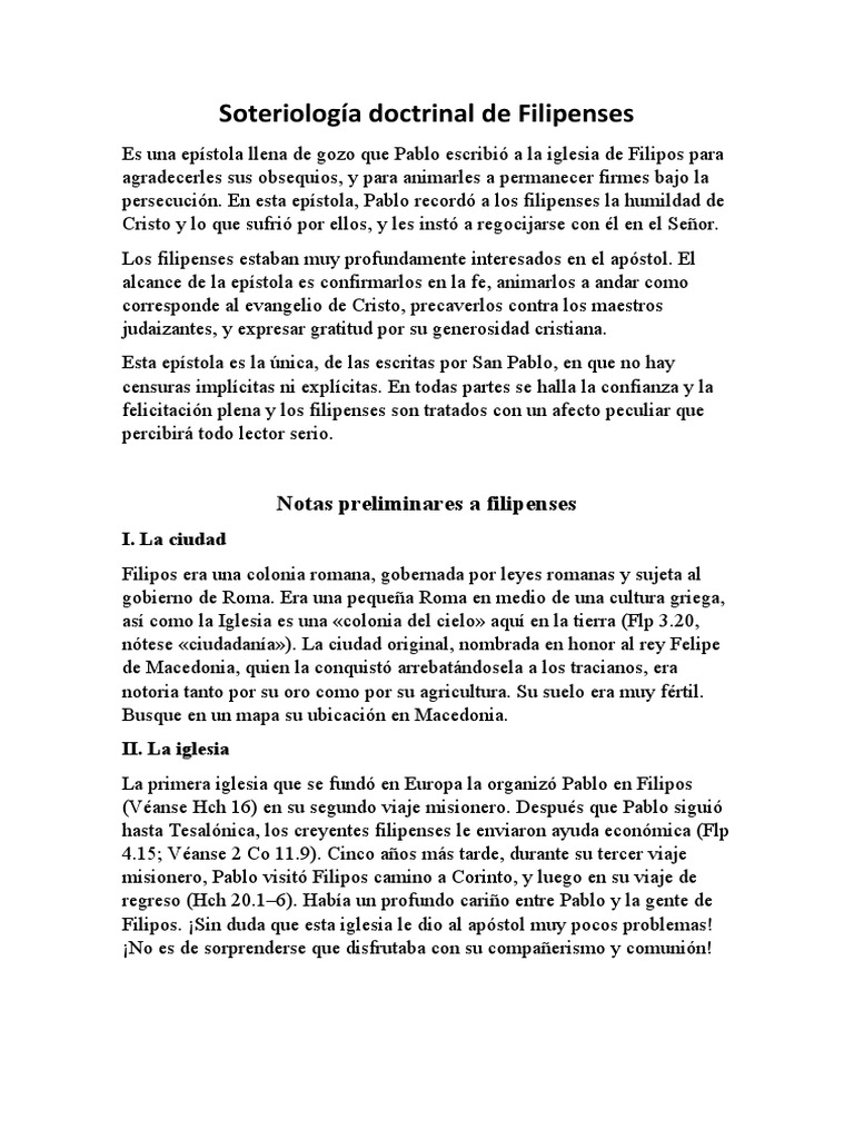 Soteriología en la Epístola a los Filipenses | PDF | Pablo el apóstol ...