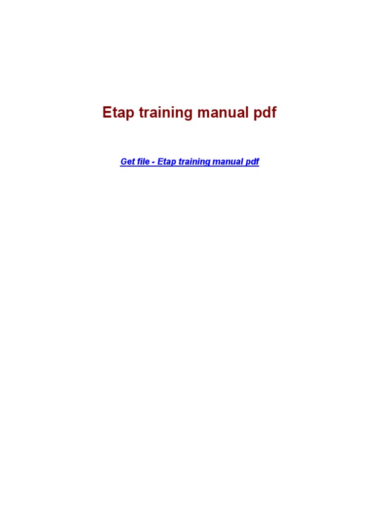 Etap Training Manual PDF Download | PDF