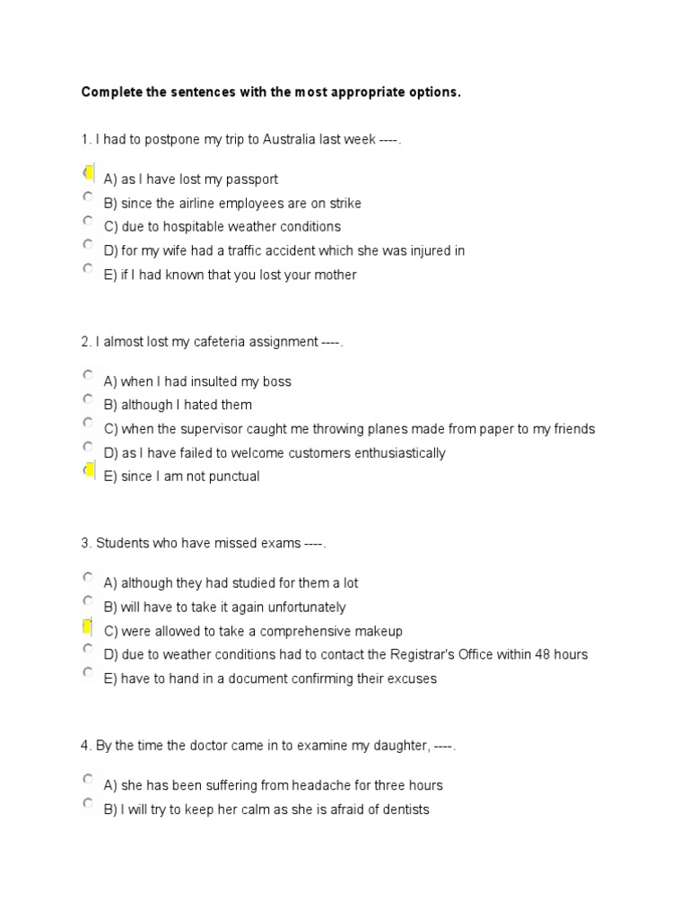 Sentence Completion Exercises | PDF | Violence